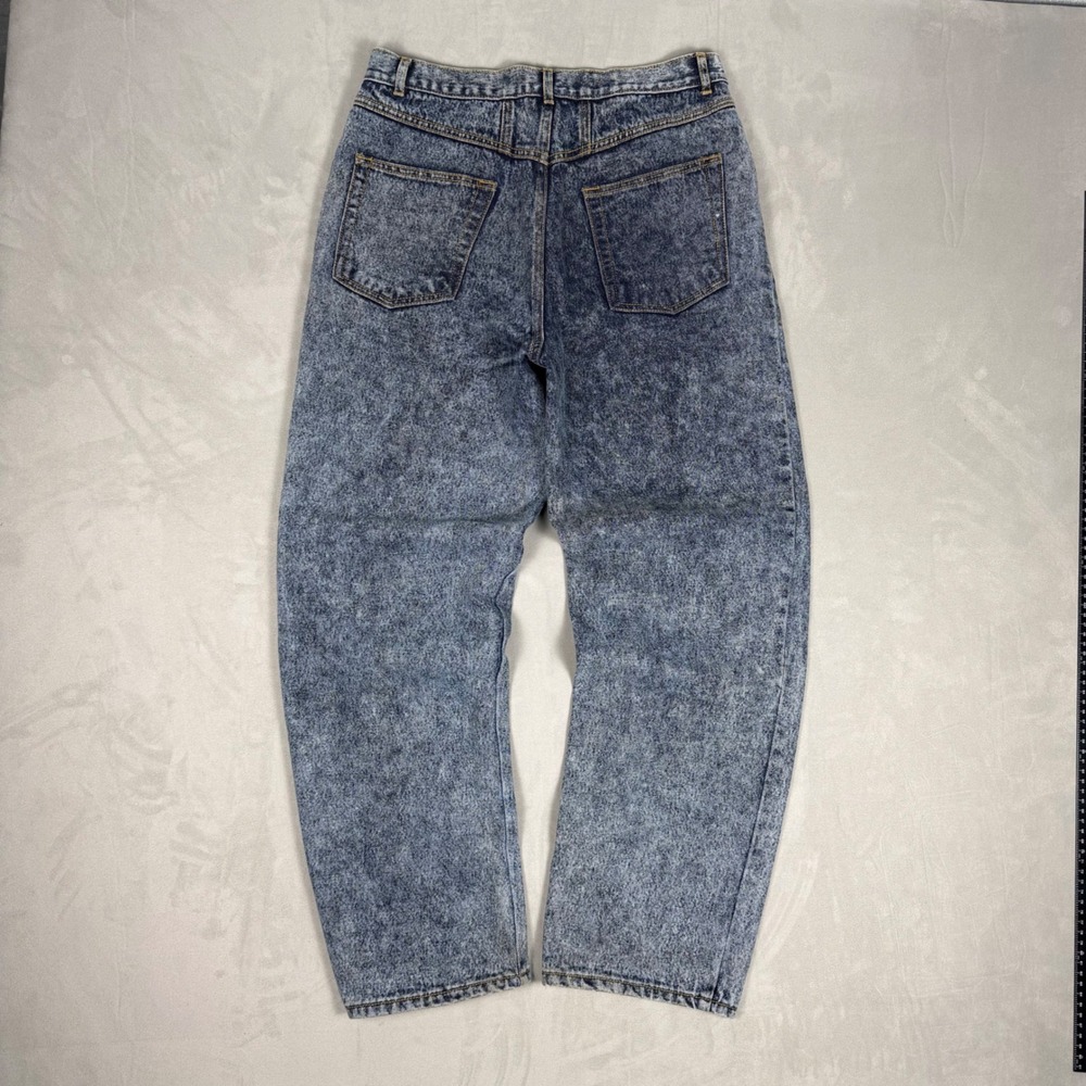 90s Mens Made To Order Acid Wash Pleated Tapered Relaxed Jeans 32x31